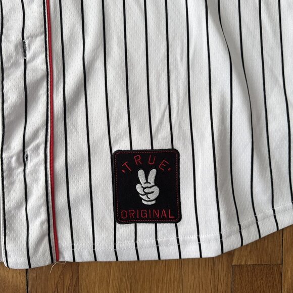 Disney Parks True Original Mickey Mouse Pinstripe Baseball Jersey #28 Size XXL - Picture 3 of 7